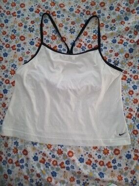White With Black Thin Strap Nike Activewear Top